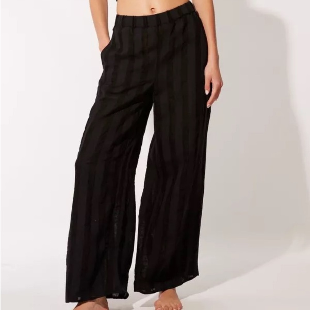 Solid & Striped Delaney Linen Stripe Pant in Blackout (Size XS)